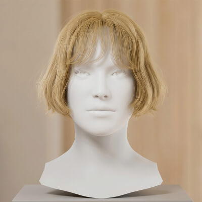 Short Wavy Bob Hair Cards Realistic Female Hairstyle