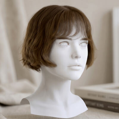 Short Wavy Bob Hair Metahuman Compatible Low-Poly 3D Model