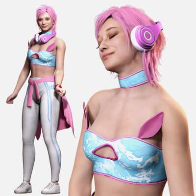 Sokor Stylized Urban Female Character Game Ready Rigged 3D M