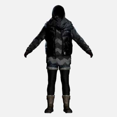 Street Style Female Clothing Set - Low Poly Textured Low-Pol