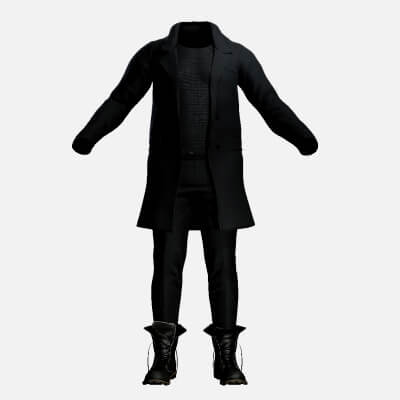 Stylish Winter Coat Set with Pants Combat Boots