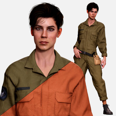 Tactical Worker 3D Character PBR Textured Ready