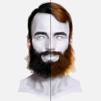 Thick Beard With Classic Hair - Game-Ready Asset