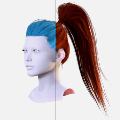 Tight Ponytail Hairstyle Render-Ready Female Hair