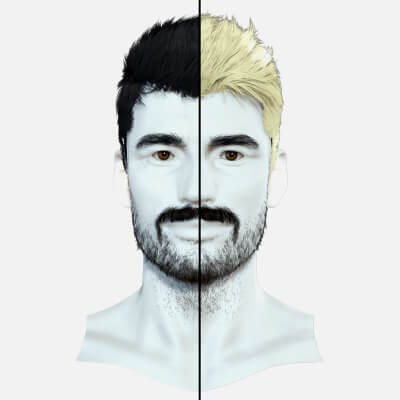 Next-Gen 3D Male Hairstyle with Beard Mustache PBR Ready