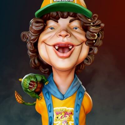Dustin With His Pet - Bust Stranger Things by Khatri3d