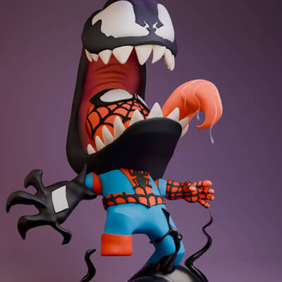 Spiderman X Venom Chibi Style by Khatri3d