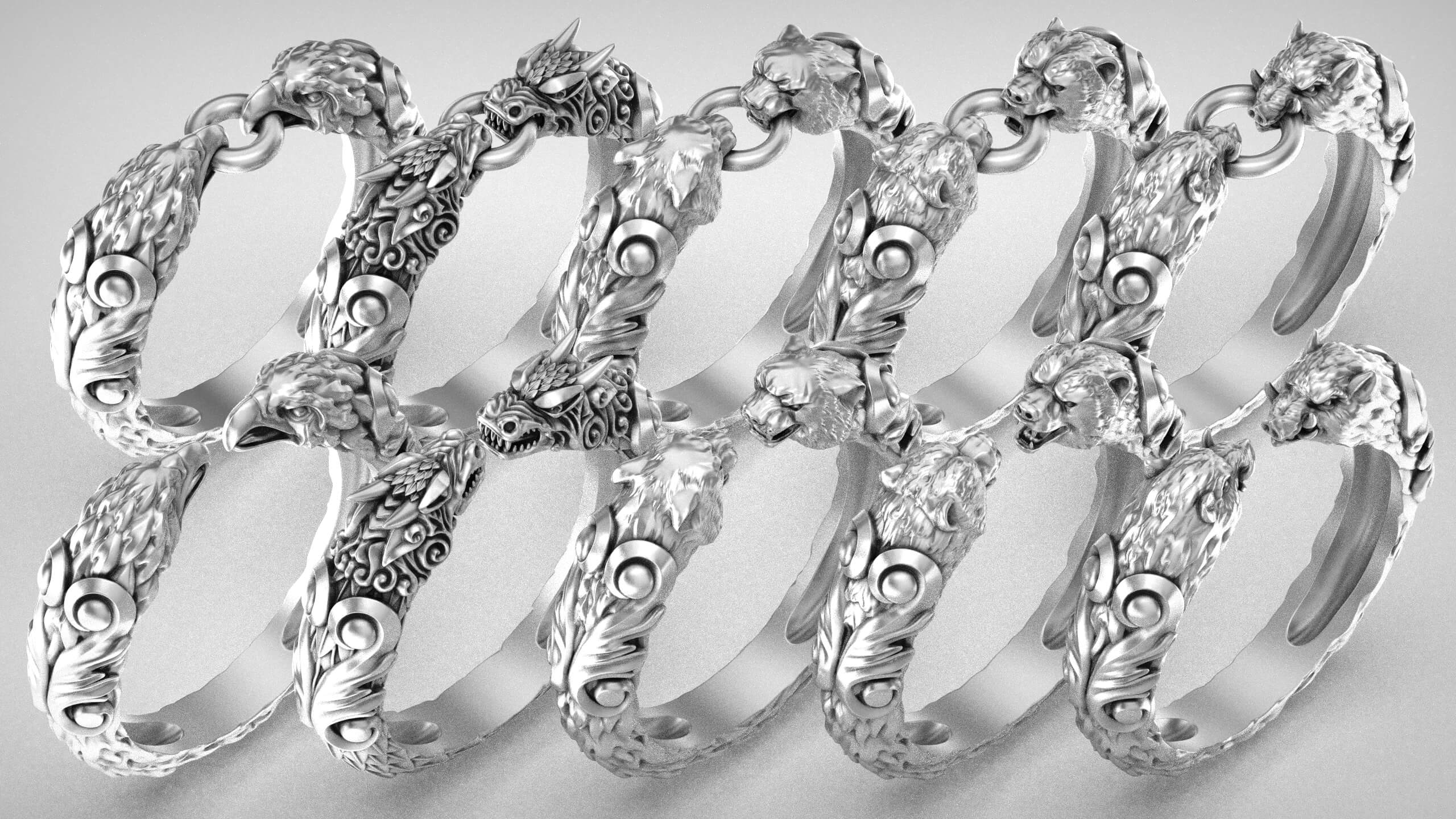 Ring R177 (20 Animals) - 3D Print Model by Kickonster
