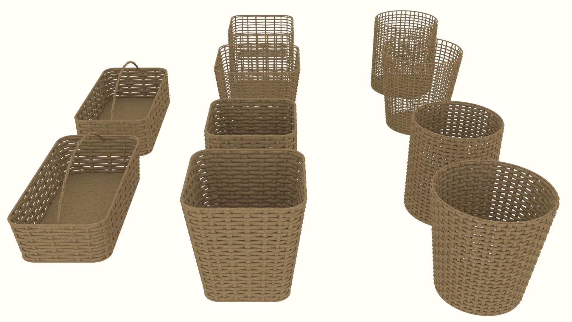 10 Rattan Baskets Collection With Textures 3D Model by kopofx