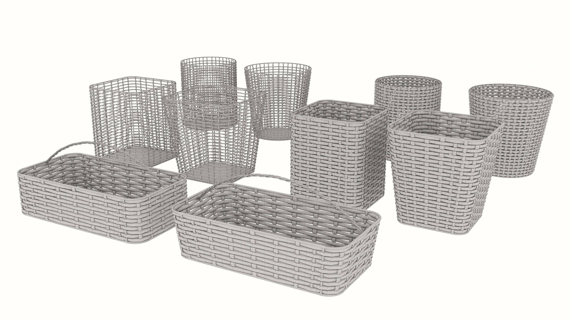10 Rattan Baskets Collection With Textures 3D Model by kopofx