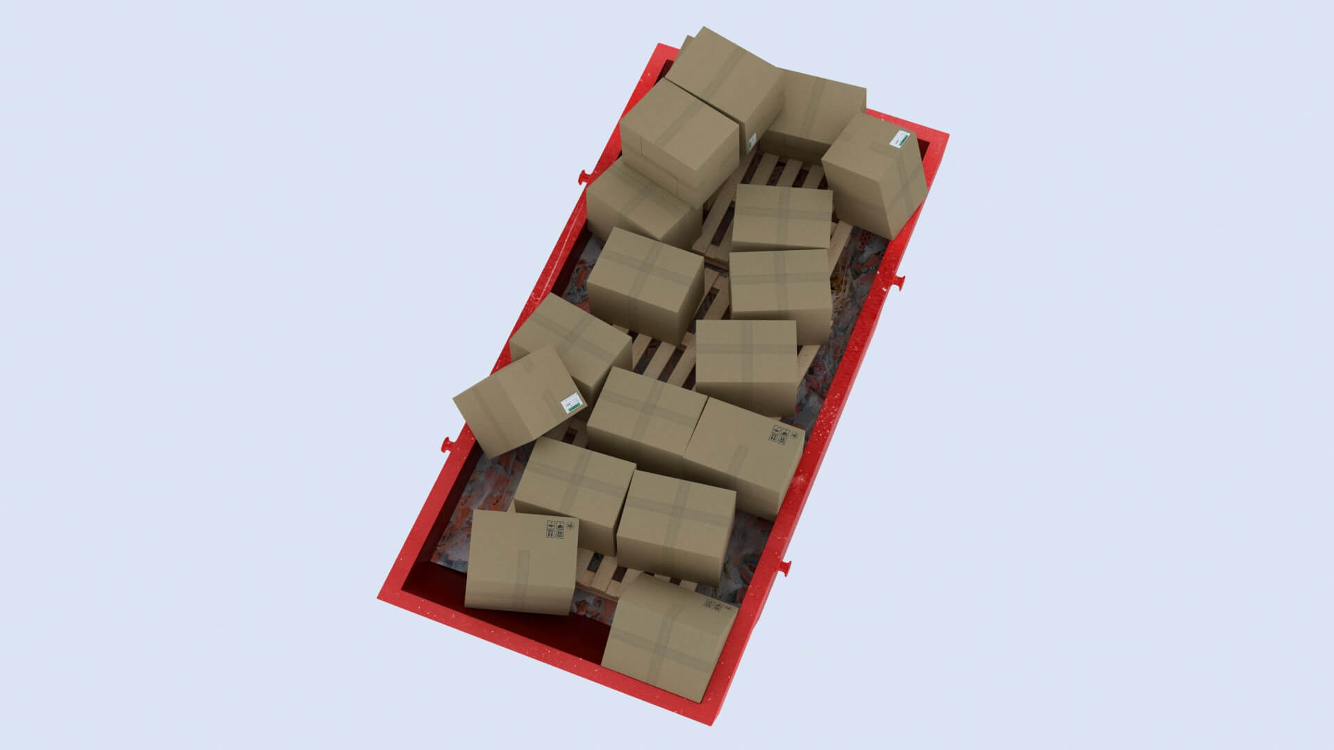 Industrial Container With Cardboard Boxes - 3D Model by kopofx