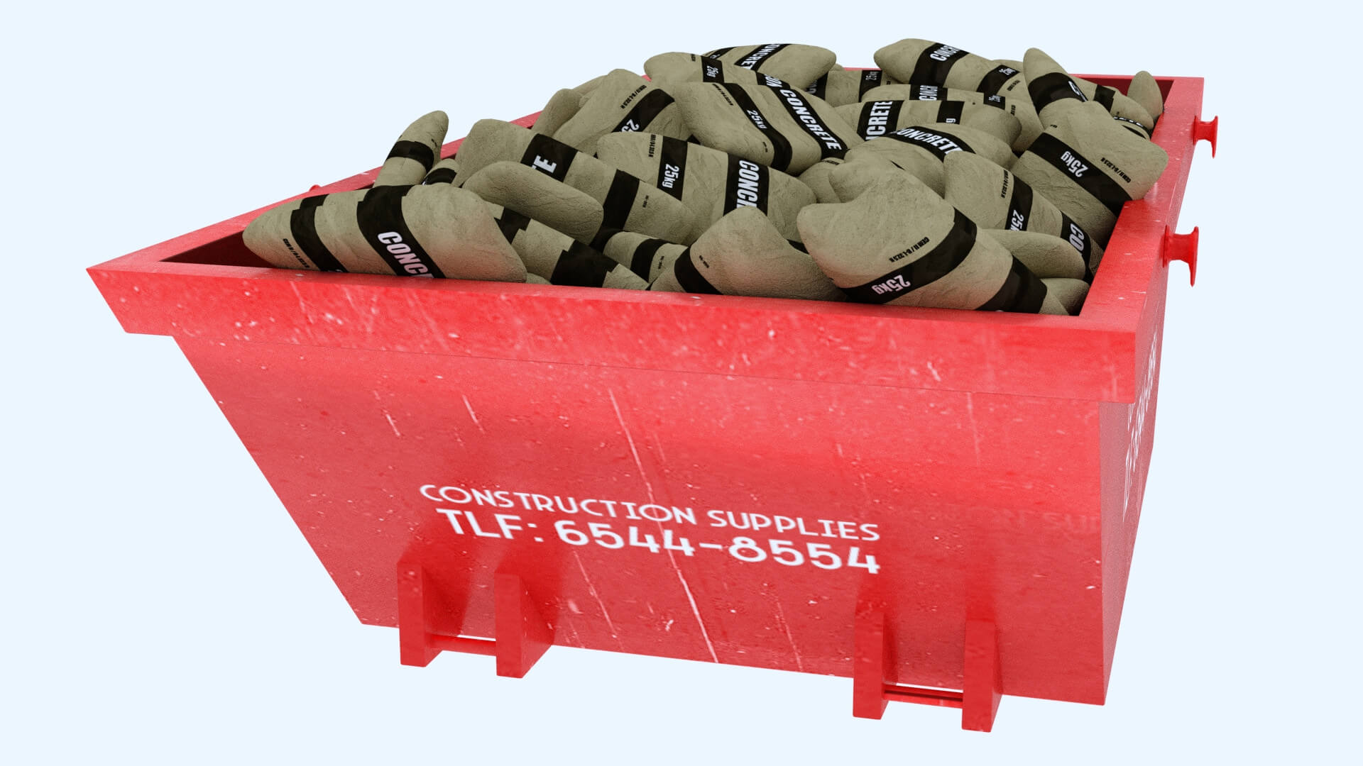 Industrial Container With Concrete Sacks 2 - 3D Model by kopofx