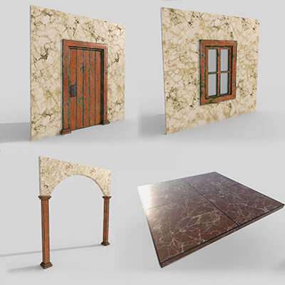 Modular 3D Kit Construction Historical Interior Antique Mode by kopofx