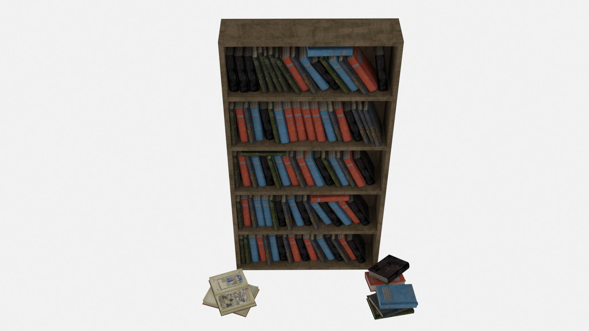 Old Bookshelf With Old Books Estanteria Antigua Con Libros 3D Model