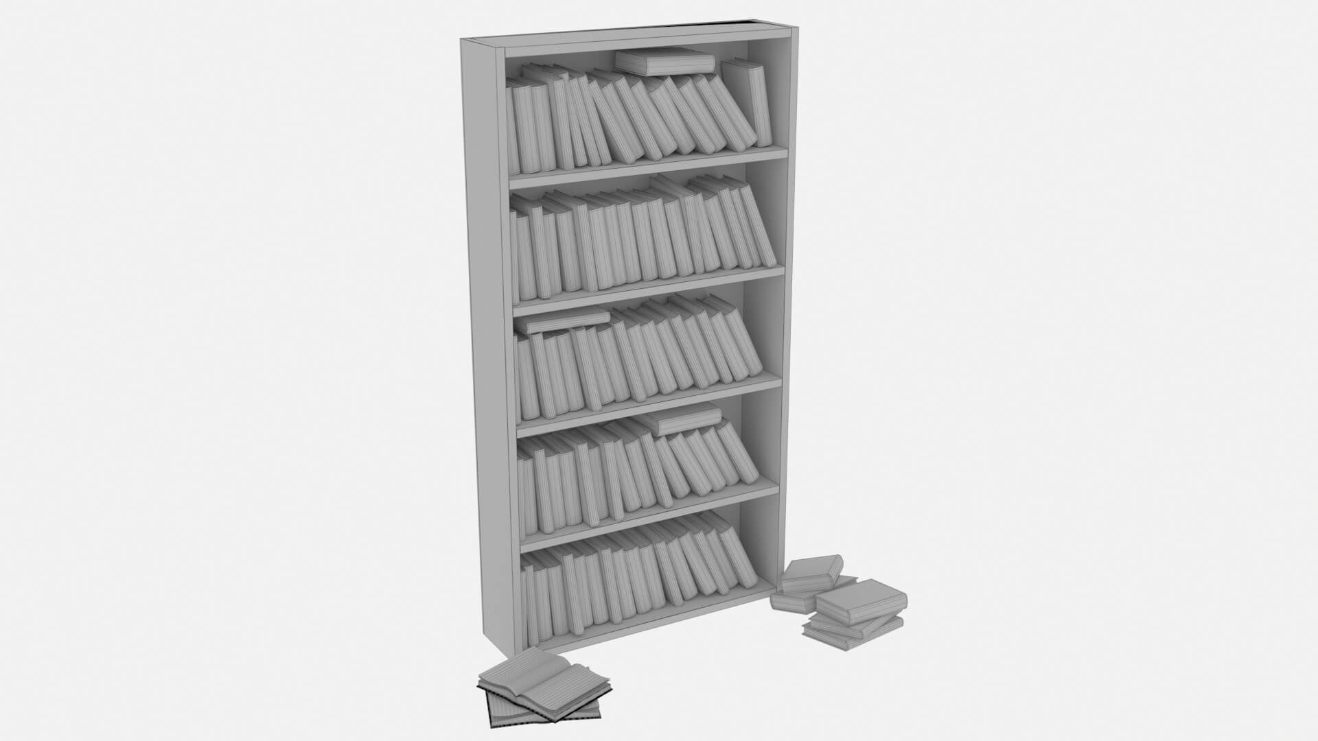 Old Bookshelf With Old Books Estanteria Antigua Con Libros 3D Model
