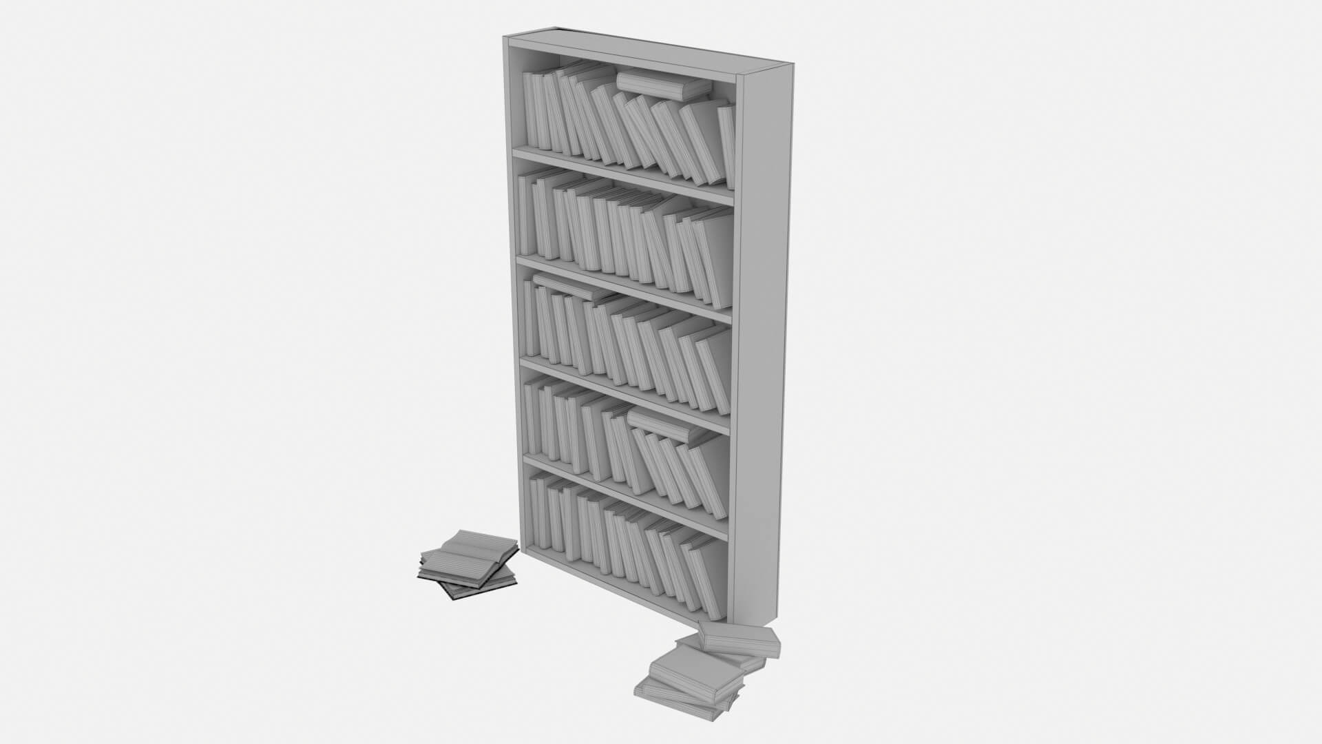 Old Bookshelf With Old Books Estanteria Antigua Con Libros 3D Model