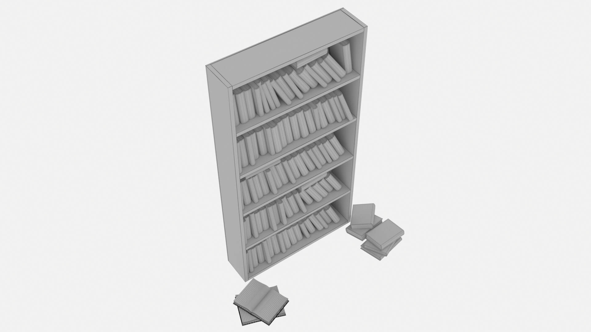 Old Bookshelf With Old Books Estanteria Antigua Con Libros 3D Model