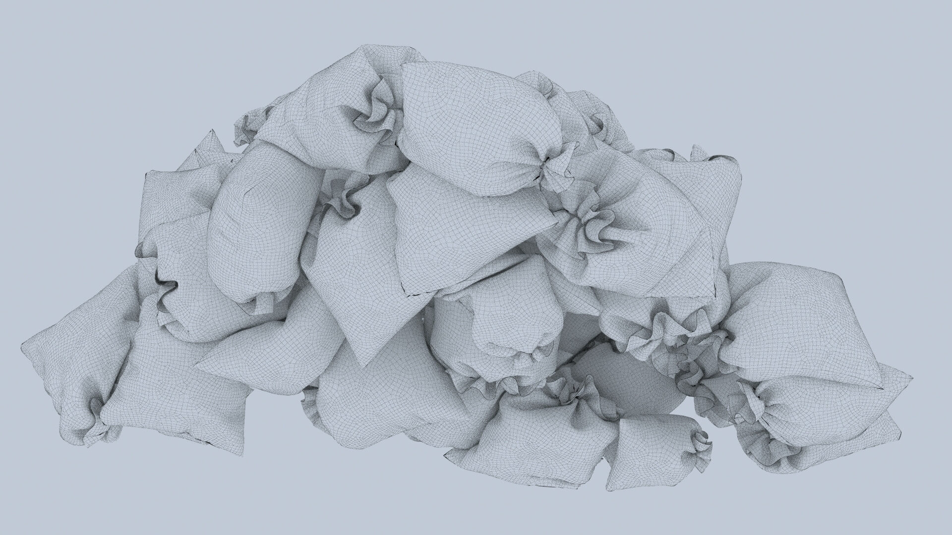 Textured Garbage Bags Pile in a Wall - 3D Model by kopofx