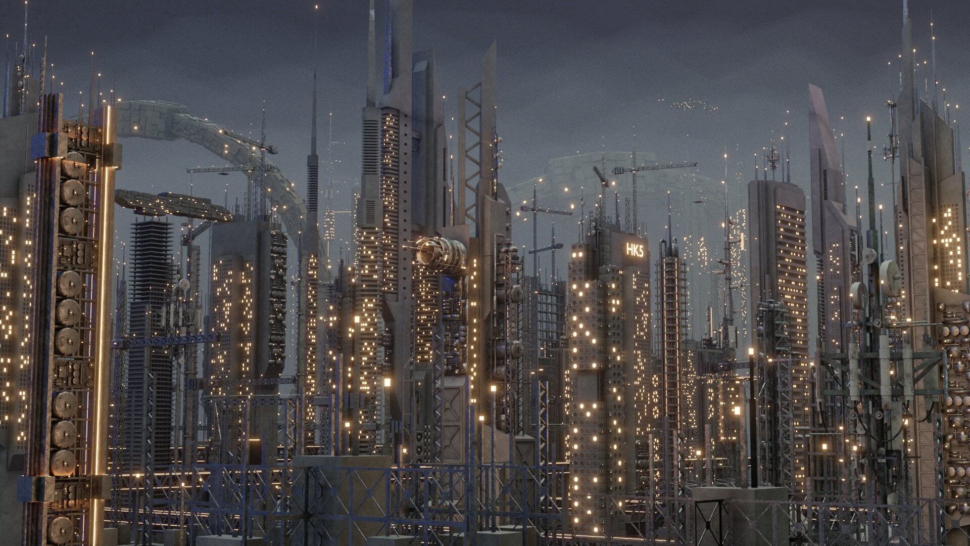 Futuristic Sci-Fi City 3D Model by korboleev