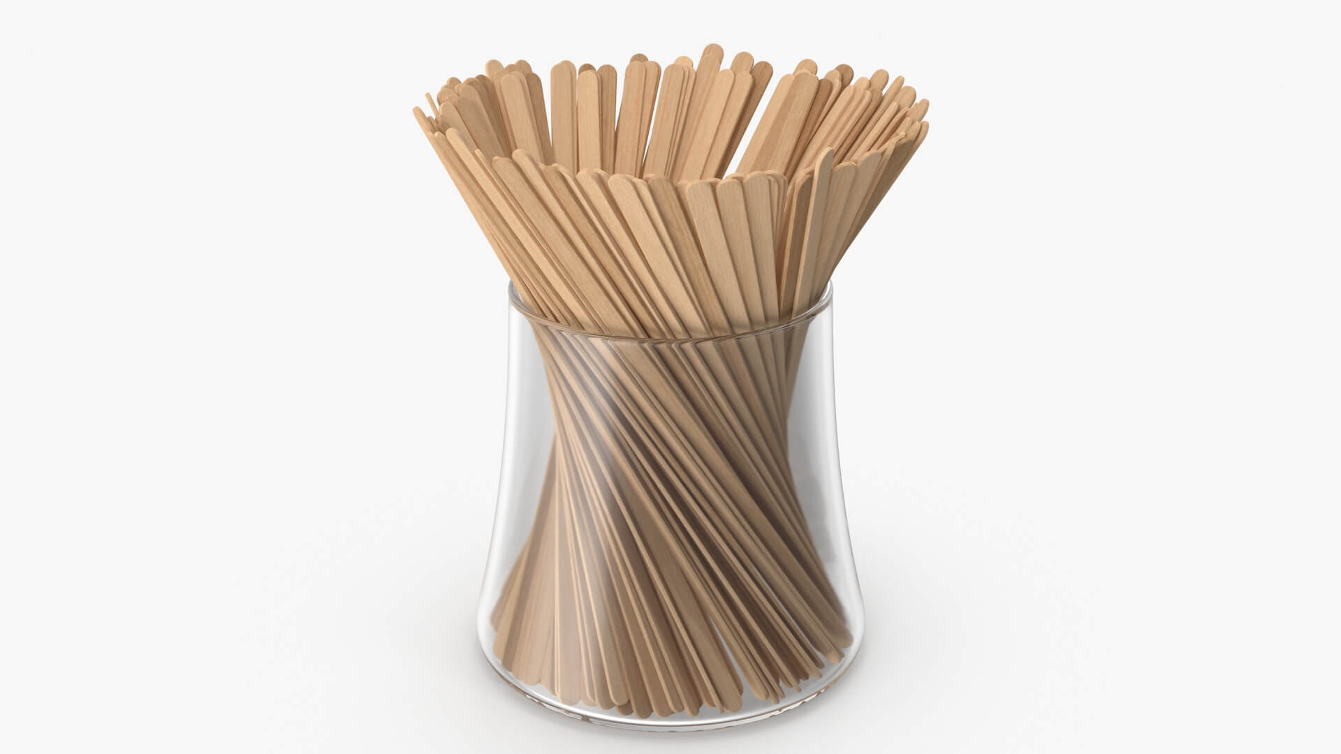 Wooden Coffee Stirrers in Glass 3D Model by Krakken