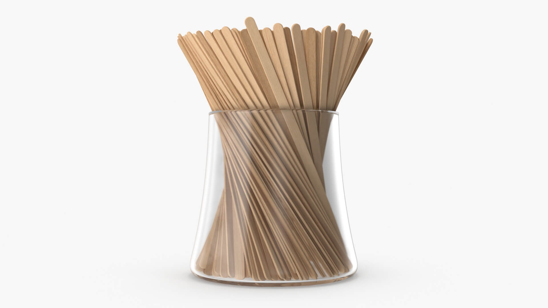 Wooden Coffee Stirrers in Glass 3D Model by Krakken