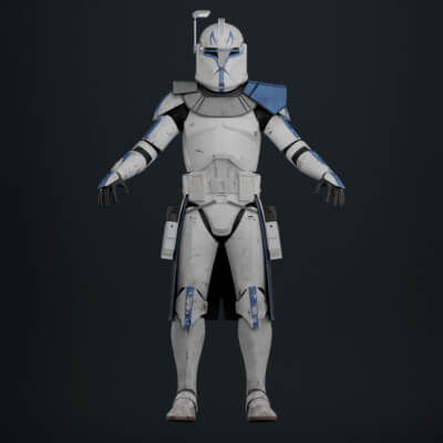 Phase I Clone Captain Rex - 3D Model by Kralyks
