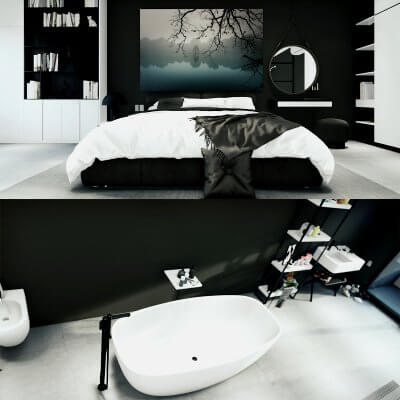 Modern Bedroom and Bathroom