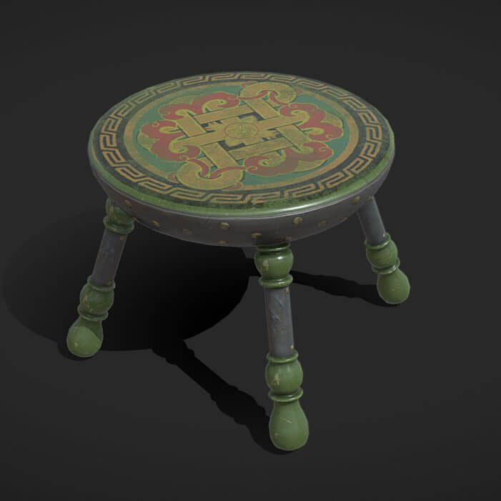 Mongolian Wood Table Short 3D Model by KungFuGrip