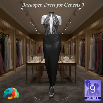 Back-Open Dress with Heels for Genesis 9