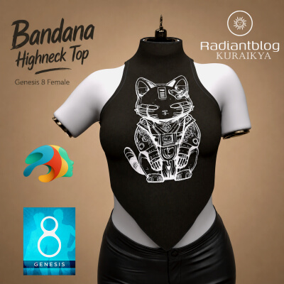 Bandana Highneck Top for Genesis 8 Female