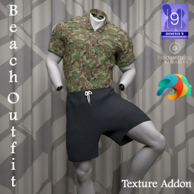 Beach Male Outfit Texture Add-On for Genesis 9