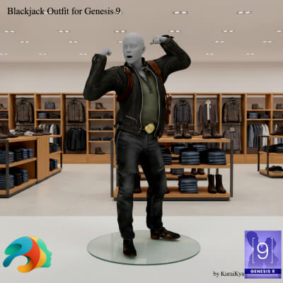 Blackjack Outfit for Genesis 9