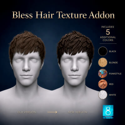 Bless Hair Texture Addon for Genesis 8 &amp 8.1 Male
