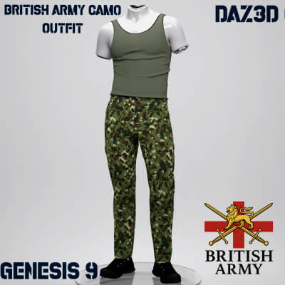 British Camouflage Outfit for Genesis 9