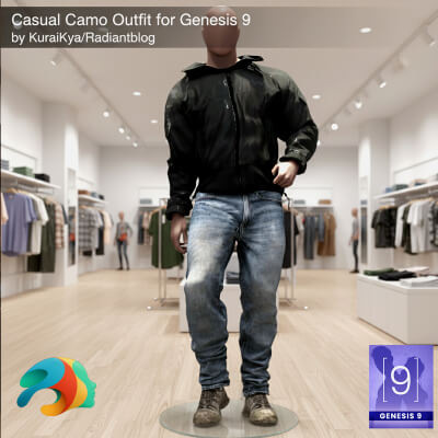 Casual Camo Outfit for Genesis 9