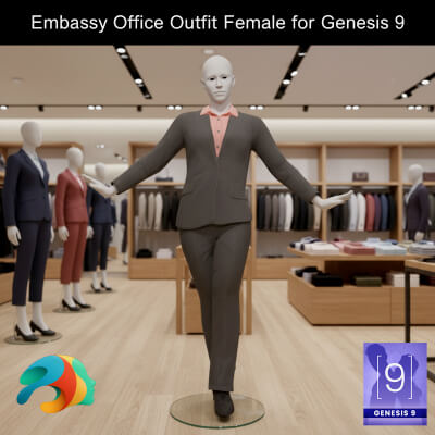 Embassy Office Outfit Female for Genesis 9
