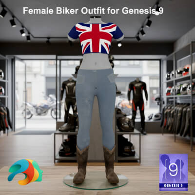 Female Biker Outfit for Genesis 9