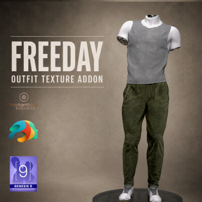 Freeday Outfit Texture Addon Genesis 9 by KuraiKya