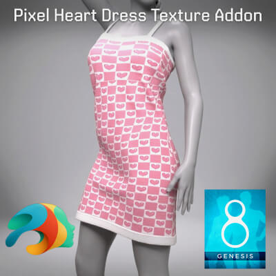 Heart Dress Textures for Genesis 8 Female