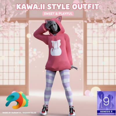 Kawaii Style Outfit for Genesis 9