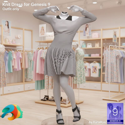 Knit Dress Outfit for Genesis 9