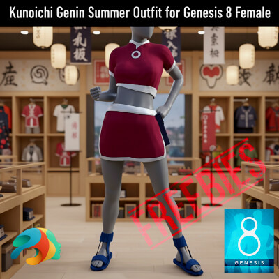 Kunoichi Genin Summer Outfit for Genesis 8 Female
