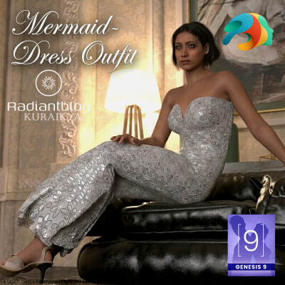 Mermaid Dress Outfit for Genesis 9