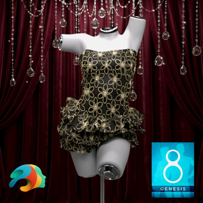 Mini Dress Material Add-On for Genesis 8 Female