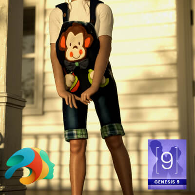 Monkey Overall Outfit for Genesis 9