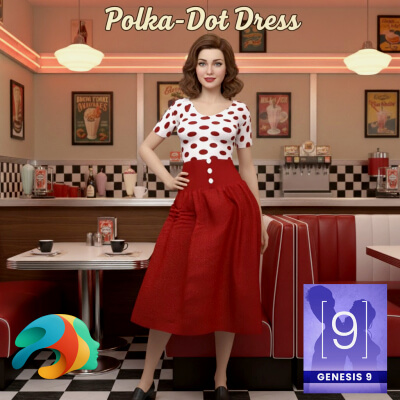 Polka-Dot Dress for Genesis 9