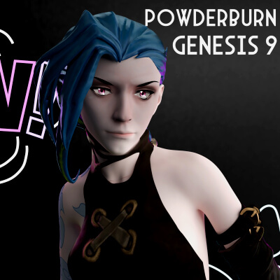 Powderburn for Genesis 9  Outfit  Hair by KuraiKya