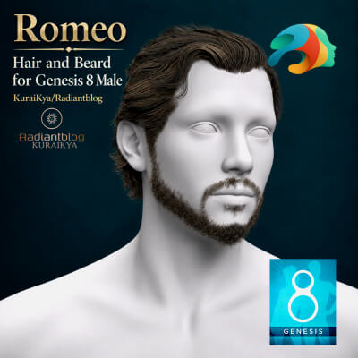 Romeo Hair and Beard for Genesis 8