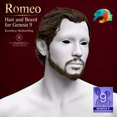 Romeo Hair and Beard for Genesis 9