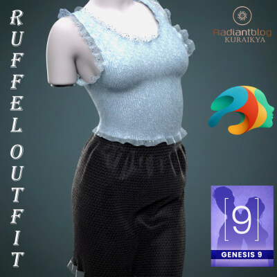 Ruffle Outfit for Genesis 9 Female